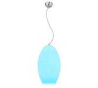 Lampe à suspendre Lampe à suspendre Lampe à abat-jour, télécommande dimmable fonction mémoire, métal verre rayé blanc opal nickel mat, RGB LED 8,5W 806Lm blanc chaud, DxH 28,5x120cm