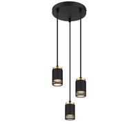 Lampe à suspendre Lampe à suspendre Lampe de salle à manger 3 flammes noir doré, aluminium métal, 3x GU10 douilles, DxH 21x115,5 cm