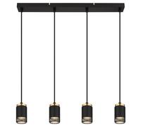 Lampe à suspendre Lampe à suspendre Lampe de salle à manger 4 flammes noir doré, aluminium métal, 4x GU10 douilles, LxlxH 60x6x120 cm