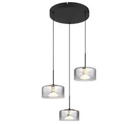 Lampe à suspendre Lampe à suspendre LED verre fumé Lampe de salon suspendue, métal noir, 1x LED 18W 1200lm, DxH 40x150 cm