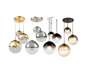 Lampe à suspendre Lampe à suspension Lampe sphérique Lampe de salle à manger, 3 flammes, métal verre, 3x E27 douilles, DxH 51x120 cm Gold