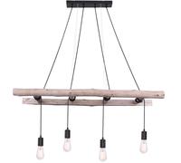 Lampe à suspendre Lampe à suspension poutre en bois Rétro Bois Lampe de salle à manger suspendue 4 flammes, aspect échelle, 4x E27, LxlxH 115 x 30 x 192 cm