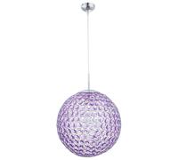 Lampe à suspendre Lampe de plafond chrome acrylique lilas sphère D 40 cm, 1x E27 douille, hauteur 165 cm diamètre 40 cm, salon chambre à coucher