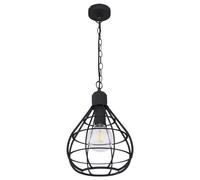 Lampe à suspendre Lampe de plafond Lampe de salon Lampe de salle à manger, métal noir Abat-jour en treillis, douille E27, DxH 25x120cm