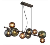 Lampe à suspendre Lampe de salle à manger Lampe de salon Lampe de cuisine, boules de verre grises métal, 9 flammes G9, LED 3,5W 350Lm 3000K blanc chaud, H 120 cm