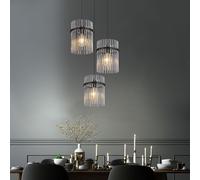 Lampe à suspendre Lampe de salle à manger Lampe de salon Plafonnier, métal barres de verre noir fumé, 3x LED 9W 810Lm blanc chaud, H 140 cm