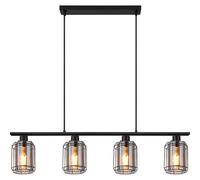 Lampe à suspendre Lampe de salle à manger Noir Métal Verre 4 flammes H 120 cm