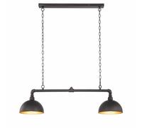 Lampe à suspendre Lampe de salon 2 flammes noir métal L 87 cm