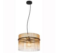 Lampe à suspendre Lampe de salon Lampe de salle à manger Plafonnier, métal noir Barres en verre fumé, 1 flamme E27, D 40 cm