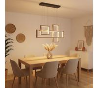 Lampe à suspendre Lampe de salon Lampe en bois Lampe à suspendre LED Lampe de table à manger, MDF métal noir, 40W 1800lm blanc chaud, H 120 cm