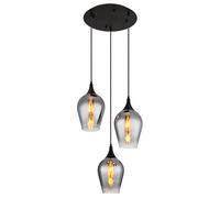 Lampe à suspendre Lampe de table à manger 3 flammes noire Lampe à suspendre Lampe de salon Verre, 3x E27 douilles, DxH 45 x 120 cm