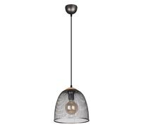 Lampe à suspendre Lampe de table argentée 1 flamme Réglable en hauteur Abat-jour grillagé, métal bois, 1x douille E27, DxH 25x150 cm