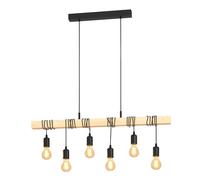 Lampe à suspendre Lampe de table en bois Lampe à suspendre réglable en hauteur Lampe de salon 6 flammes, 6x E27, LxH 100 x 191,5 cm