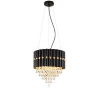 Lampe à suspendre Lustre noir Lampe à suspendre cristal Lampe de table à manger Lampe de salon, LED 7W 806Lm blanc chaud,, DxH 40x150 cm