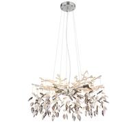Lampe à suspendre Lustre salle à manger lampe de salon, chrome cristaux de verre fumé, 8x LED 3,5W 350Lm blanc chaud, H 120 cm