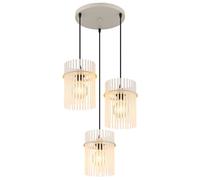 Lampe à suspendre Réglable en hauteur Suspension Lampe de salle à manger Barres en verre, couleur sable, 3x E27 douille, DxH 47x140 cm