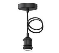 ledscom.de Suspension/lampe à suspendre RETRA, câble textile, noir mat, 1x E27 max. 60W
