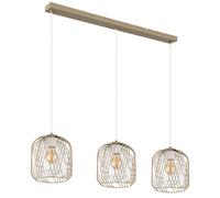 Lampe à suspendre Retro Lampe à suspendre sable 3 flammes Lampe de salle à manger Abat-jour grillagé, métal, 3x E27 douilles, LxBxH 84x18x150 cm