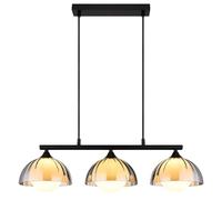 Lampe à suspendre verre fumé Lampe à suspendre verre opale fumé Lampe de salle à manger noire, métal, 3x G9 douilles, LxlxH 70x20x120 cm