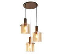Lampe à suspendre verre métal Ø 47 cm H : max. 1,5 m réglable en brun ambre 3-flamme E27 design rétro Lampe à suspendre table à manger