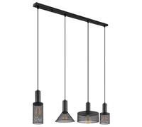 Lampe à suspension 4 flammes Lampe de salon Lampe de table à manger industrielle Lampe à suspension noire, métal, 1x E27, DxH 10 x 120 cm