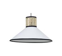 Lampe à Suspension à Abat-Jour en Rotin Coton et Polyester Blanc et Naturel Mant