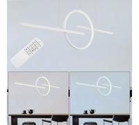 Lampe à suspension avec télécommande Lampe à suspension, dimmable, lampe lumière du jour, suspendue, blanc, 1x LED 50W 2300Lm, LxlxH 124 x 10,5 x 150 cm