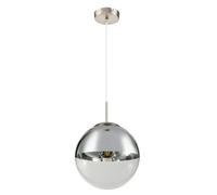 Lampe à suspension Boule de verre Lampe de salon Lampe de chambre à coucher chromée, 1x E27, DxH 25 x 120 cm