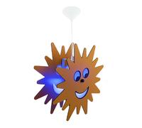 Lampe à suspension chambre d'enfant soleil lampe à suspension soleil lampe à suspension pour enfant, télécommande dimmable, bois jaune, 1x LED 3,5W 320Lm blanc chaud, DxH 38x110 cm