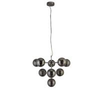 Lampe à suspension chrome lampe de salon suspension moderne table à manger, lampe boule de verre réglable en hauteur, 9x douilles G9, DxH 40x120 cm