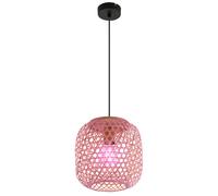 Lampe à suspension, dimmable avec télécommande, lampe de table à manger LED, lampe de salon, maille de bambou, changement de couleur RVB, 8,5W 806lm blanc chaud, PxH 23 x 135 cm