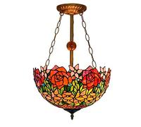 Lampe à Suspension Durable, Lampe à Suspension Design Rose en vitrail de 16 Pouces, Salon créatif Restaurant Bar Club Art Anti-Lustre E27 sans Source de lumière