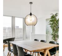 Lampe À Suspension En Métal Et Verre Noir Ambre E27 L 100 Cm