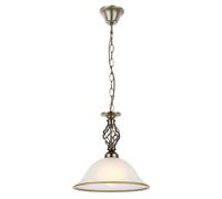 Lampe à suspension en verre, plafonnier de cuisine, éclairage en verre satiné, bord de la lampe en laiton antique, 1 x E27 biseauté, DxH : 30x120 cm
