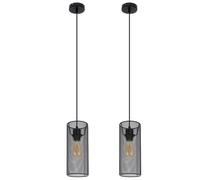 Lampe à suspension lampe à suspension en métal cage noire lampe de salon plafonnier en forme de cage, forme de treillis, 1x E27, DxH 12x120 cm, lot de 2