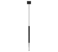 Lampe à suspension lampe à suspension en métal noir lampe à suspension cylindrique noire moderne, en acier avec accent chromé, 1x G9, DxH 8x110 cm