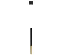 Lampe à suspension Lampe à suspension en métal noir Lampe à suspension cylindrique noire noire moderne, en acier avec accent doré, 1x G9, PxH 8x110 cm