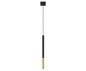Lampe à suspension Lampe à suspension en métal noir Lampe à suspension cylindrique noire noire moderne, en acier avec accent doré, 1x G9, PxH 8x110 cm