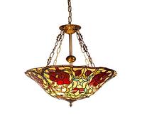 Lampe à Suspension, Lampe à Suspension en Verre Bleu au Design Floral européen, Salon, Couloir, Balcon, Restaurant, Anti-Lustre Baroque, E27, Φ60CM