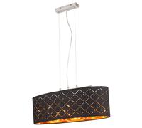 Lampe à suspension Lampe à suspension LED Lampe à suspension Lampe à suspension Lampe de salon, plafonnier en métal noir doré, 3x E27 LED, HxLxP 140x65x25 cm