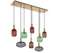 Lampe à suspension lampe à suspension suspension lampe à suspension lampe de table à manger lampe design, 8 flammes verre métal couleur laiton, 8x douilles E27, LxPxH 125x48x125cm