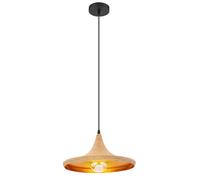 Lampe à suspension, lampe de salon, lampe de salle à manger, plafonnier, lampe de cuisine, métal textile marron or noir, E27, H 140 cm
