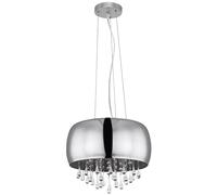 Lampe à suspension, lampe de salon, plafonnier, lampe de salle à manger, verre métal chromé, cristaux couleur fumée, 5 ampoules E14, DxH 35x120 cm