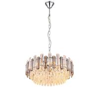 Lampe à suspension lampe de table à manger lampe à suspension cristaux chromés 12 flammes fumée H 132 cm