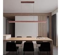Lampe à suspension LED table à manger bois dimmable, lampe à suspension LED moderne avec télécommande, Design linéaire moderne salon suspendu salle à manger bureau lampe de cuisine (Bois-1, 80cm)