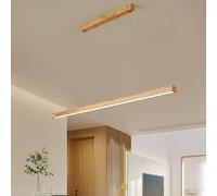 Lampe à suspension LED table à manger bois dimmable, lampe à suspension LED moderne avec télécommande, Design linéaire moderne salon suspendu salle à manger bureau lampe de cuisine (Bois, 100cm)