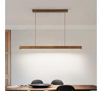 Lampe à suspension LED table à manger bois dimmable, lampe à suspension LED moderne avec télécommande, Design linéaire moderne salon suspendu salle à manger bureau lampe de cuisine (Bois-1, 150cm)