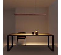 Lampe à suspension LED table à manger bois dimmable, lampe à suspension LED moderne avec télécommande, Design linéaire moderne salon suspendu salle à manger bureau lampe de cuisine (Bois-1, 120cm)