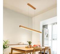 Lampe à suspension LED table à manger gradation en bois, lampe à suspension linéaire table à manger lampe à suspension avec télécommande pour salle à manger cuisine lampe de bureau (Bois, 120cm)