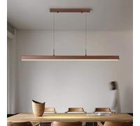Lampe à suspension LED table à manger lampe à suspension en bois Full Spectrum Bureau réception Bar lampe à suspension LED one word Restaurant suspension (Couleur noyer (spectre complet), 150cm)